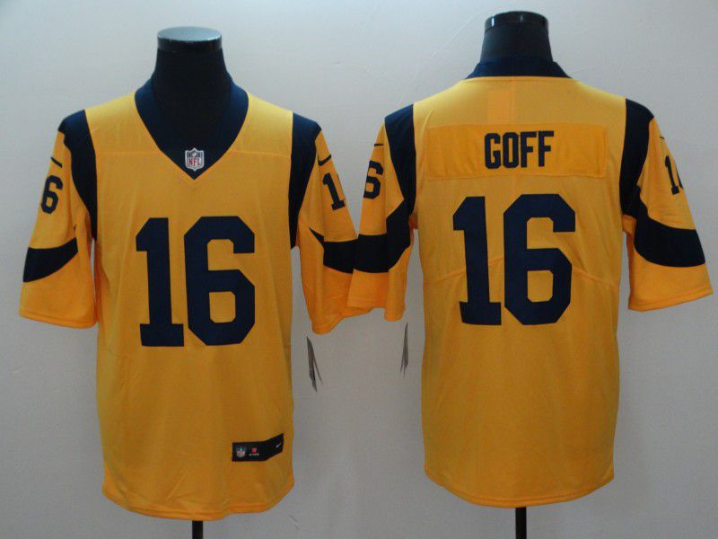 Men Los Angeles Rams 16 Goff Yellow Nike Vapor Untouchable Limited Playe NFL Jerseys